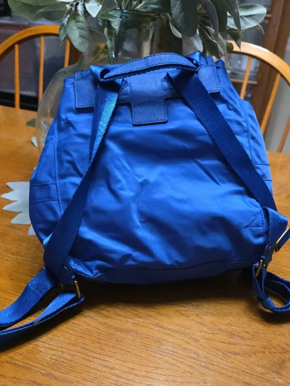 Tory Burch Cobalt Blue Nylon Drawstring Backpack